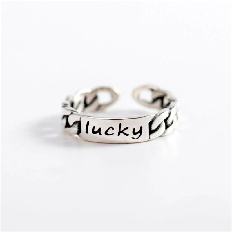 Sole Memory Simple Retro Thai Silver Alphabet Mini Chain Lucky 925 Sterling Silver Female Resizable Opening Rings SRI375
Sole Memory Simple Retro Thai Silver Alphabet Mini Chain Lucky 925 Sterling Silver Female Resizable Opening Rings SRI375