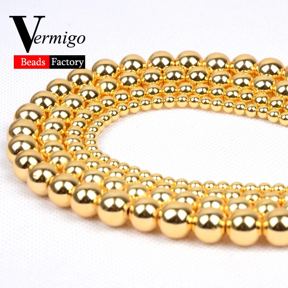 High Quality Gold Hematite Natural Stone Round Loose Beads For Beadwork Jewelry Making 4 6 8 10mm Diy Bracelet 15"Strand Perles
High Quality Gold Hematite Natural Stone Round Loose Beads For Beadwork Jewelry Making 4 6 8 10mm Diy Bracelet 15"Strand Perles
