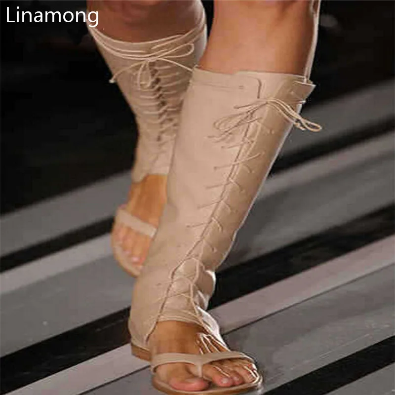 Hot Selling Vintage Lace Up Gladiator Sandal Boots Woman Flat Knee High Boots High Quality Leather Woman Shoes
Hot Selling Vintage Lace Up Gladiator Sandal Boots Woman Flat Knee High Boots High Quality Leather Woman Shoes