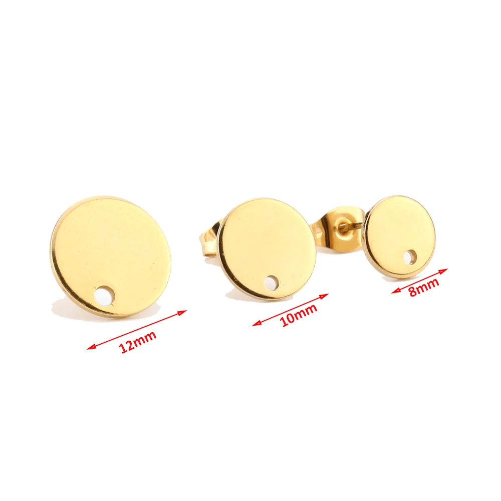 Gold Tone Stainless Steel 8mm/10mm/12mm Blank Stud Earring With Earnuts Jewelry Making Supplies DIY Findings Components
Gold Tone Stainless Steel 8mm/10mm/12mm Blank Stud Earring With Earnuts Jewelry Making Supplies DIY Findings Components