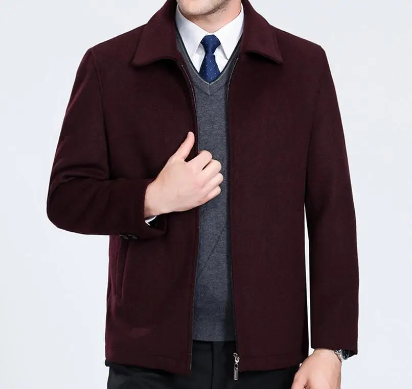 

M-4XL HOT / Winter Men's New Fashion Leisure Middle-aged and old brief paragraph with thick cloth coat dust coat