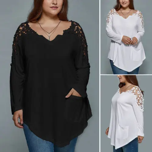 Sexy Women Ladies Casual Loose Lace Long Sleeve Blouse Tops Hollow Out V-Neck Shirt Autumn Sprint Plus Size Clothing XL-4XL
Sexy Women Ladies Casual Loose Lace Long Sleeve Blouse Tops Hollow Out V-Neck Shirt Autumn Sprint Plus Size Clothing XL-4XL