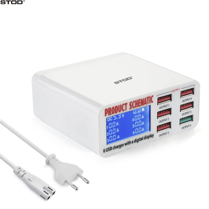 STOD 6 Port USB Charger 40W LCD Display Quick Charge 3.0 Desktop Fast Charging For iPhone DV Samsung Redmi QC3.0 Power Adapter
STOD 6 Port USB Charger 40W LCD Display Quick Charge 3.0 Desktop Fast Charging For iPhone DV Samsung Redmi QC3.0 Power Adapter