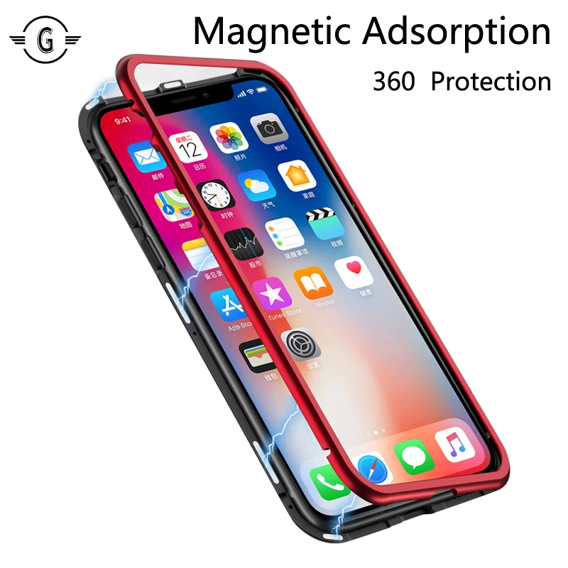 360 Protection Metal Bumper Magnetic Adsorption Case Cover for iPhone X Frame cases for iphone 7 8 plus 8plus fundas coque Red
360 Protection Metal Bumper Magnetic Adsorption Case Cover for iPhone X Frame cases for iphone 7 8 plus 8plus fundas coque Red