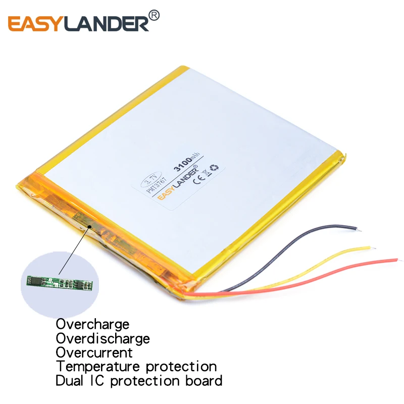3.7V 3100mAh Rechargeable li Polymer Battery For MultiPad WIZE PMT3767 tablet PC
3.7V 3100mAh Rechargeable li Polymer Battery For MultiPad WIZE PMT3767 tablet PC