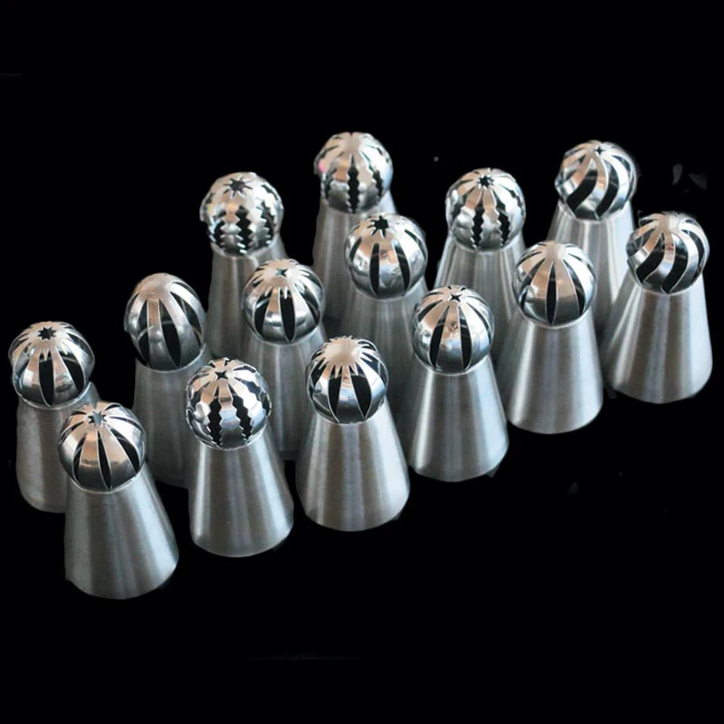 14PCS Sphere Ball Nozzles Russian Icing Butter Piping Nozzle Tips Cupcake Pastry Decorating Mouth Tool Kitchen DIY Gift
14PCS Sphere Ball Nozzles Russian Icing Butter Piping Nozzle Tips Cupcake Pastry Decorating Mouth Tool Kitchen DIY Gift