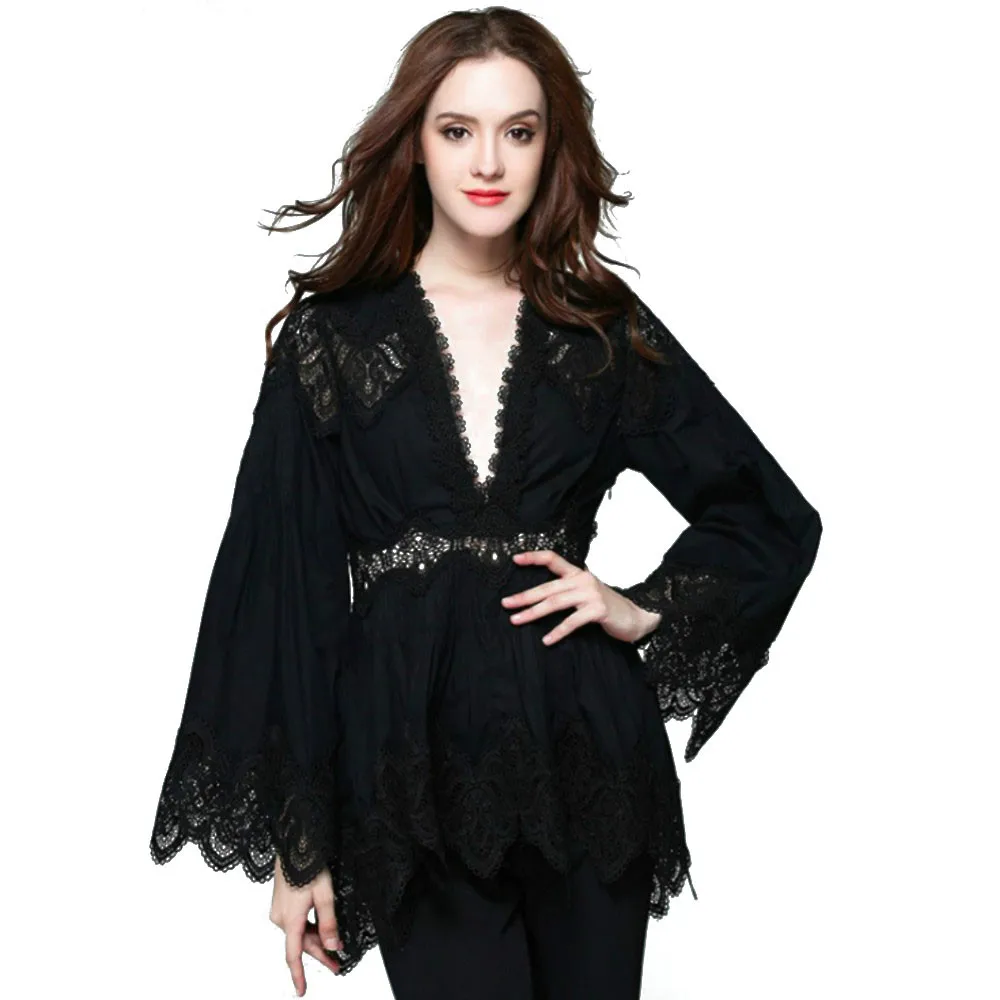 New Runway Lace Female Blouses 2018 Spring Sexy Deep V-neck Hollow Out Shirts White Black Women's Tops Casual Medium Long Blouse
New Runway Lace Female Blouses 2018 Spring Sexy Deep V-neck Hollow Out Shirts White Black Women's Tops Casual Medium Long Blouse