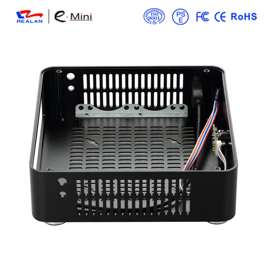 Realan H80 Mini ITX computer case Aluminum PC Chassis for without power supply