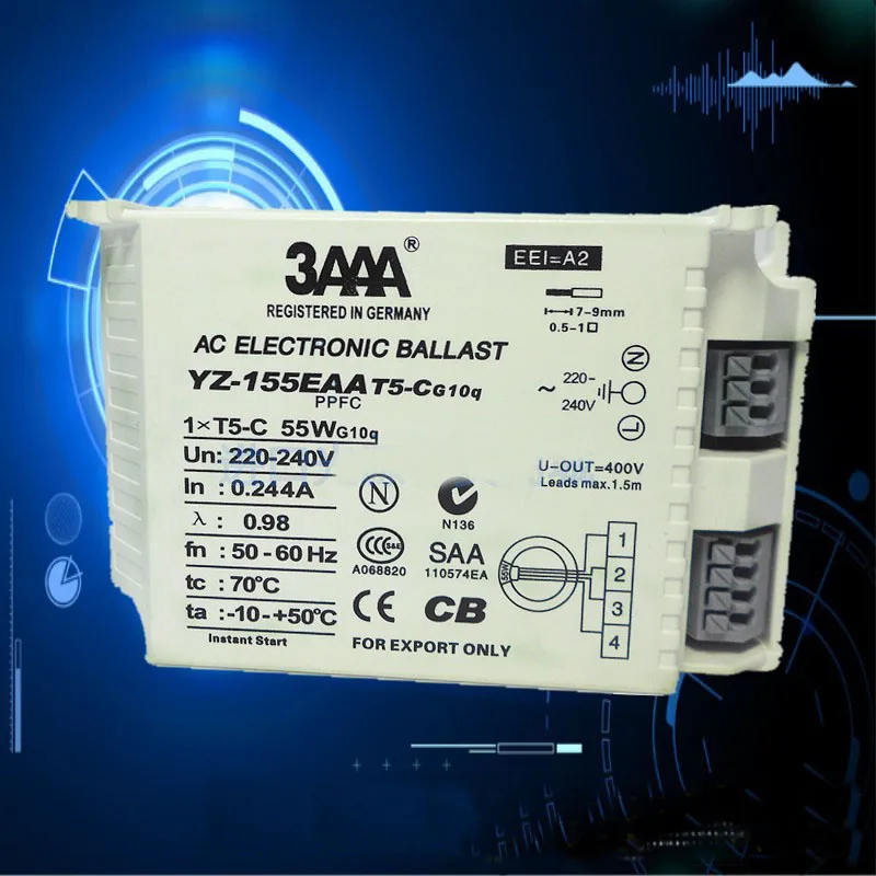 Флуоресцентная лампа 3 ААА 5 Вт 220 240 в перем. Тока 55 электронный балласт для