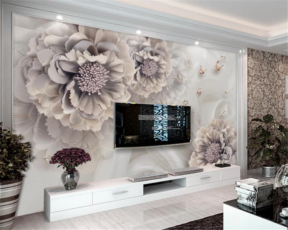 Beibehang Custom Room 3D Wall Mural Living Room Modern Atmosphere Peony Jewelry Flower Photo Mural Flowers 3d Wallpaper behang
Beibehang Custom Room 3D Wall Mural Living Room Modern Atmosphere Peony Jewelry Flower Photo Mural Flowers 3d Wallpaper behang