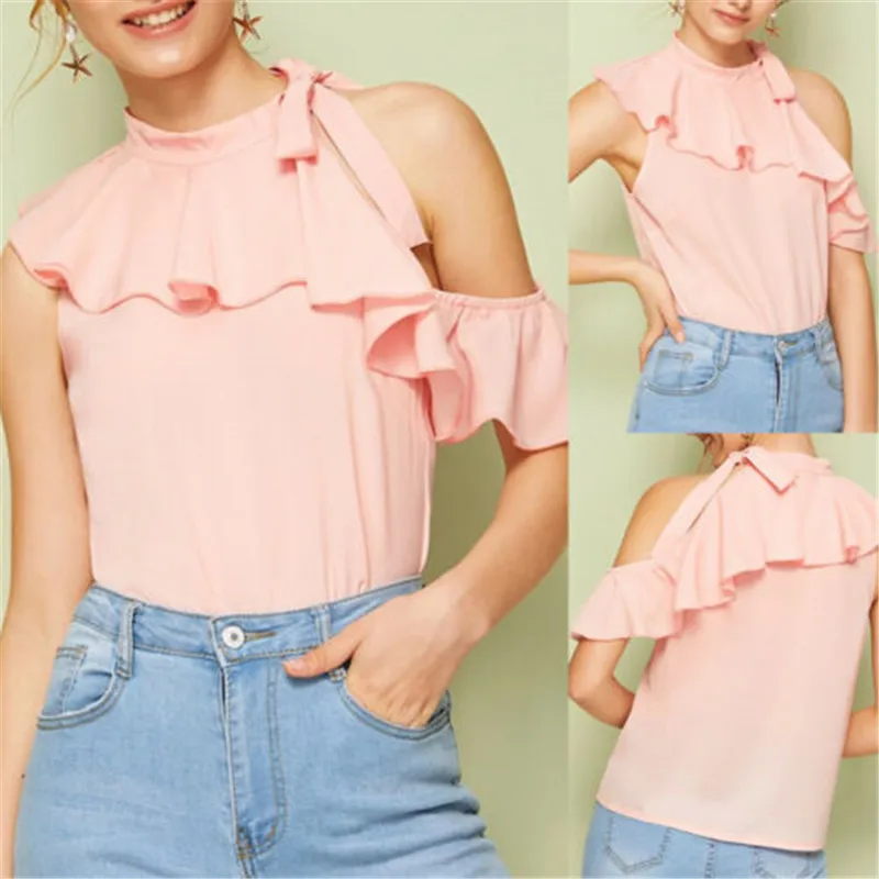 Women Blouses 2019 Fashion Short Sleeve Office Shirt Chiffon Blouse Pink Bare Shoulder Shirt Casual Plus Size Blusas Femininas
Women Blouses 2019 Fashion Short Sleeve Office Shirt Chiffon Blouse Pink Bare Shoulder Shirt Casual Plus Size Blusas Femininas