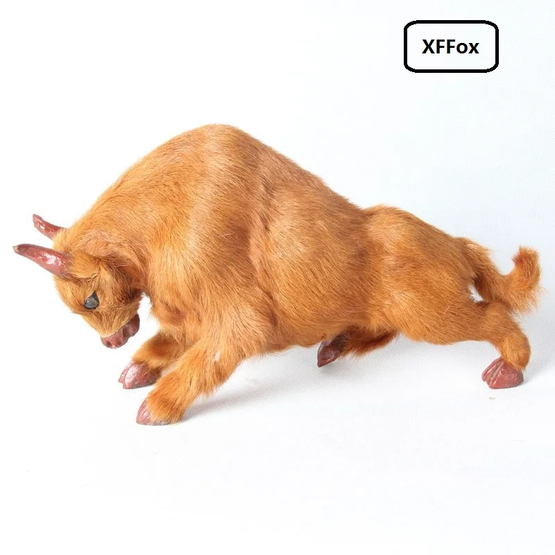 

new real life yellow-brown cattle model plastic&furs simulation bull doll gift about 30x16cm xf1916