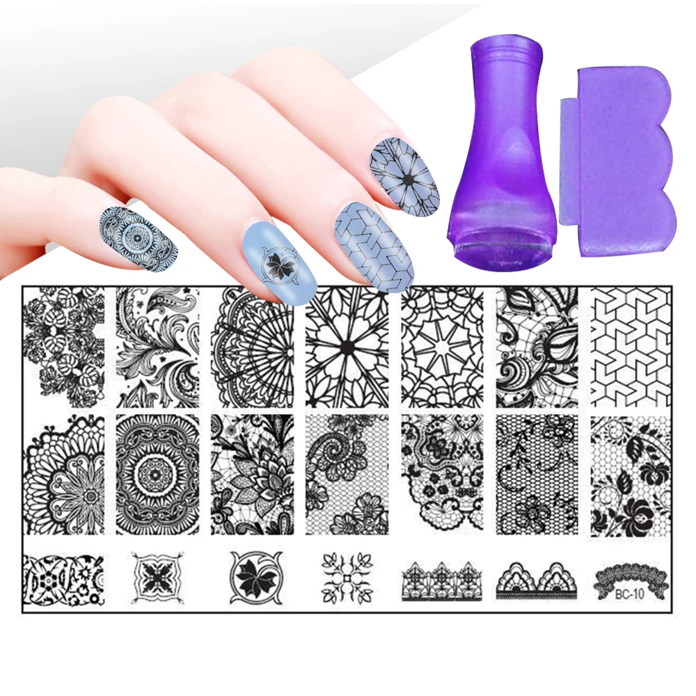 30 стилей цветочный тиснения пластинки для ногтей Сделано Трафареты кружевное