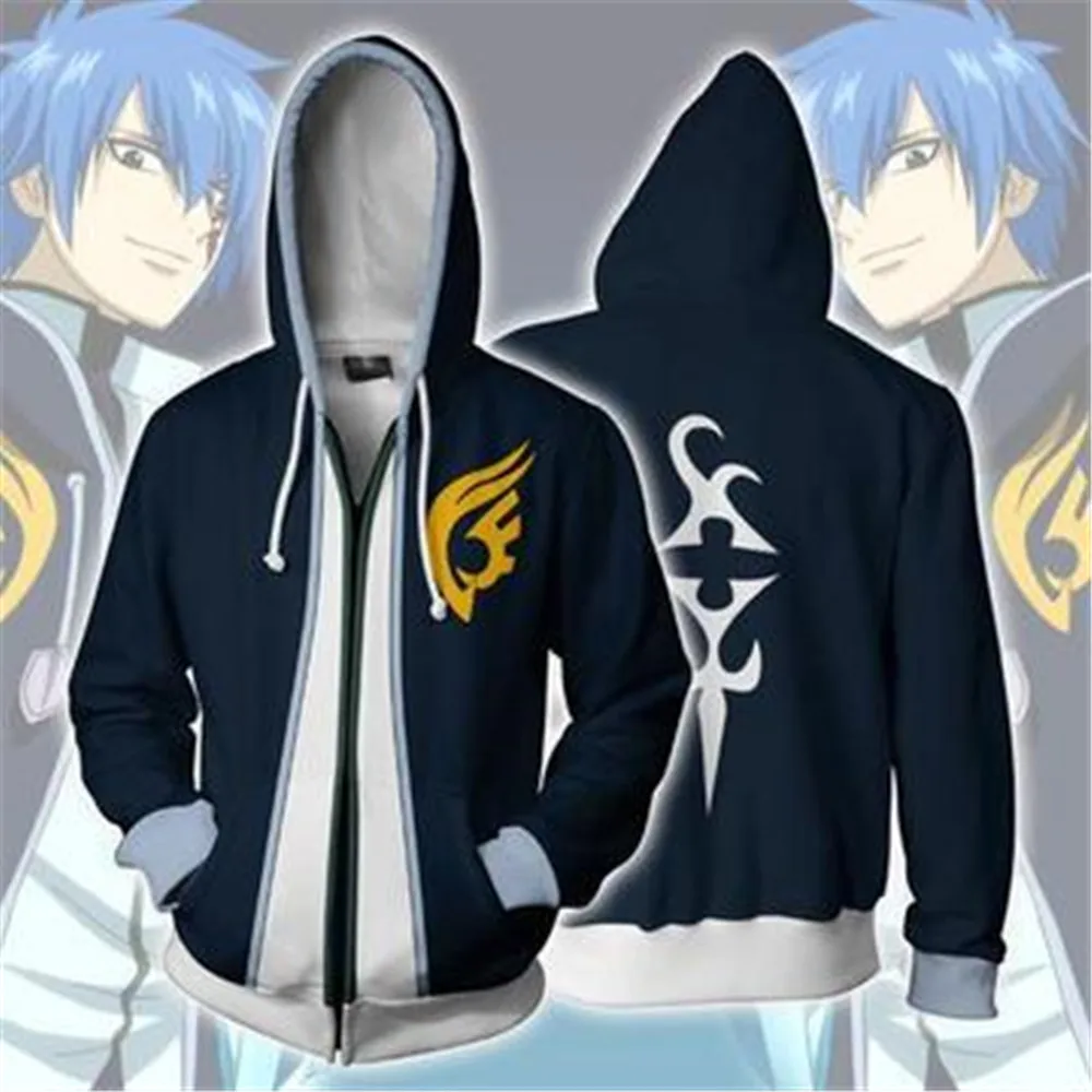 Fairy Tail Gray Fullbuster Anime 3D Print Hoodies Sweatshirts Casual Jacket Coat Cosplay men hooded zipper | Мужская одежда