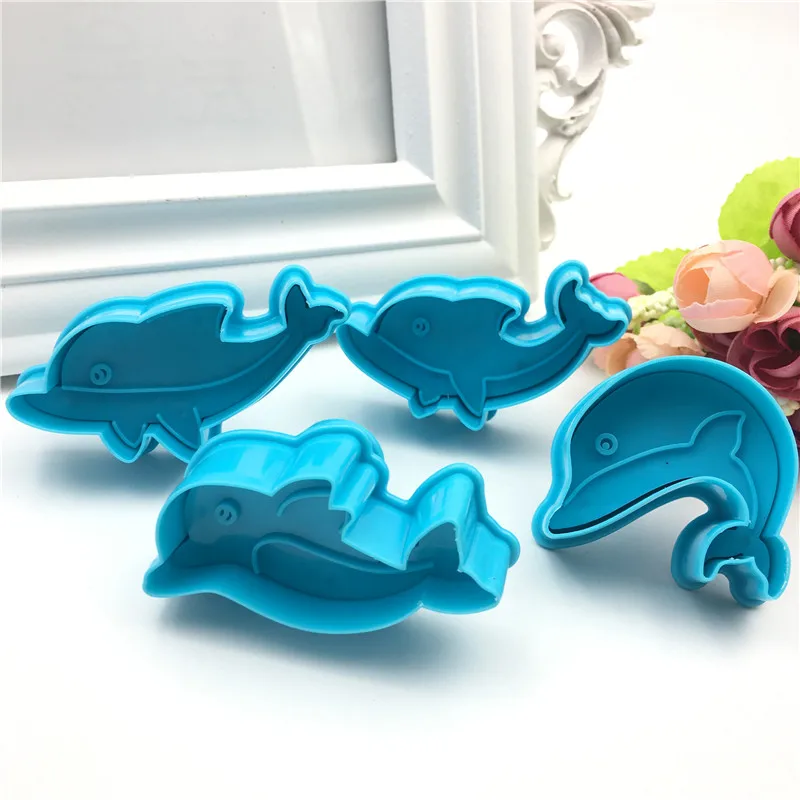 4 pcs/set Animal Dolphin Plastic Cookie Mold Plunger Cutter Stamp Fondant Embosser Die 3D Biscuit Cake Molds
4 pcs/set Animal Dolphin Plastic Cookie Mold Plunger Cutter Stamp Fondant Embosser Die 3D Biscuit Cake Molds