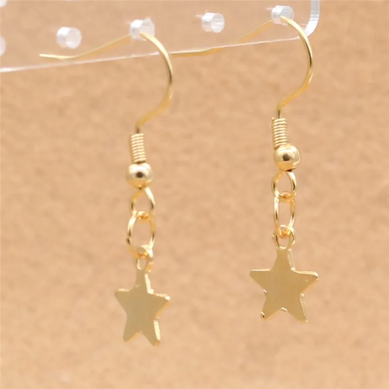 

316 L Stainless Steel Real-golden Plated Women Brief Drop Earrings Classical star Charms Never Fade Anti allergy