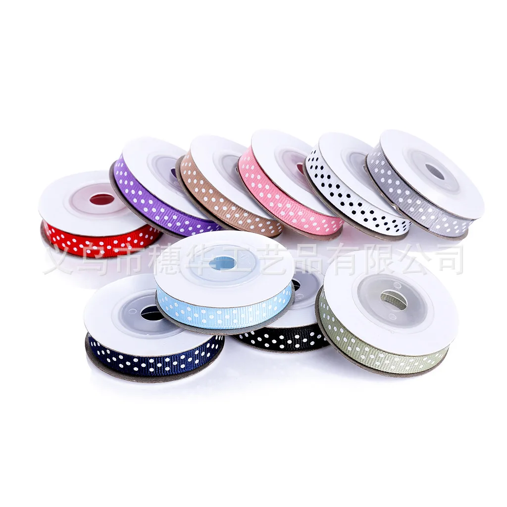 1cm 5yards/color 25yards printed polka dots grosgrain ribbon for handcraft supplies home garden decoration gift packing
1cm 5yards/color 25yards printed polka dots grosgrain ribbon for handcraft supplies home garden decoration gift packing