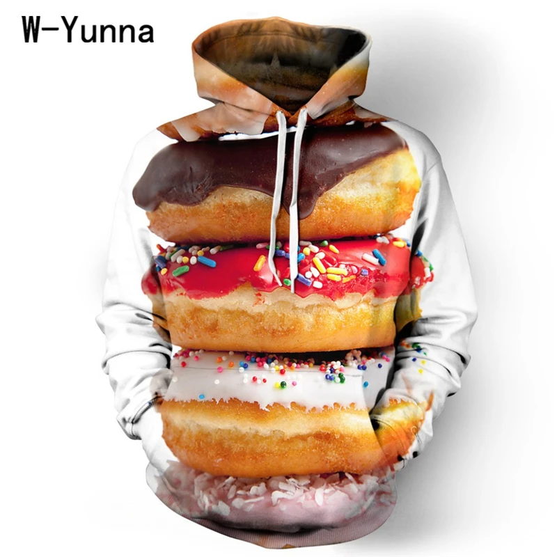 2019 NEW 3D Printed Vivid Delicious Donuts Streetwear Sweatshirt Winter Warm Couple Hooded Hoodies Women Tracksuits | Женская одежда