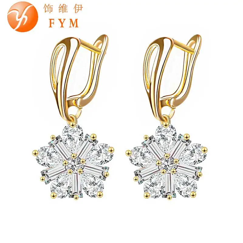 FYM Luxury Elegant Womens Crystal Flower Hoop Earrings AAA CZ Ear Jewelry Earring for Women Wedding Party ER0118
FYM Luxury Elegant Womens Crystal Flower Hoop Earrings AAA CZ Ear Jewelry Earring for Women Wedding Party ER0118