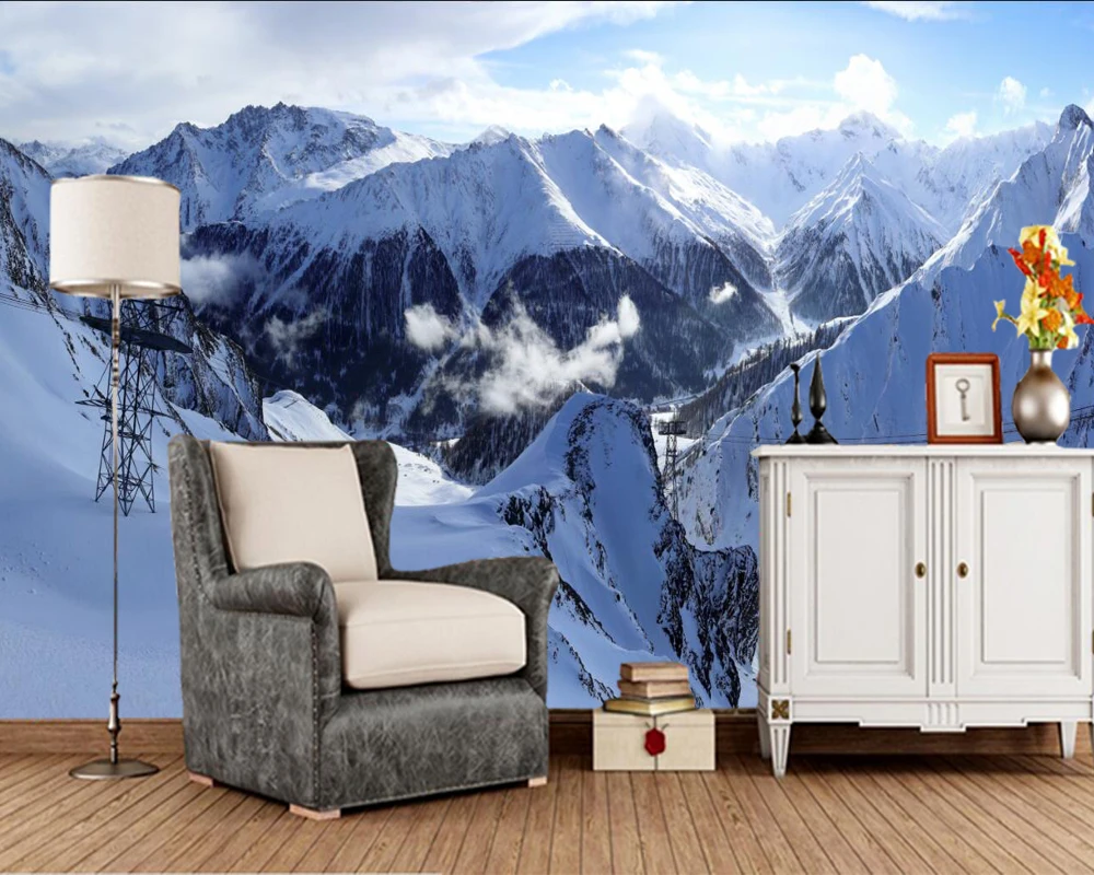 

Papel de parede Switzerland Mountains Winter Alps Snow Nature 3d wallpaper living room TV wall bedroom wall papers home decor