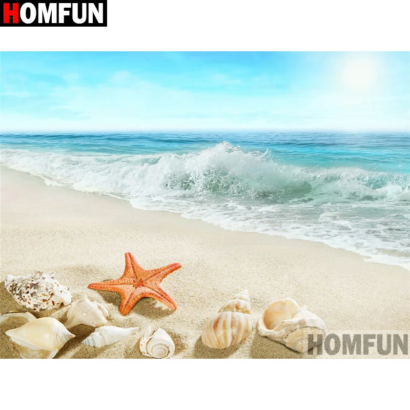 Набор для алмазной вышивки HOMFUN A13894 картина ракушки с квадратными/круглыми