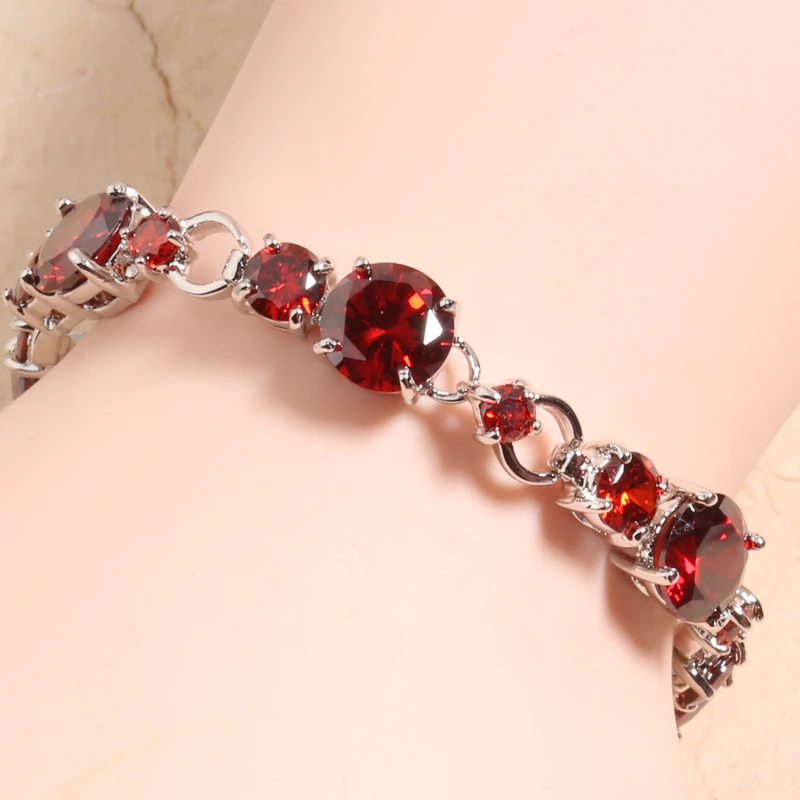Circle Red Garnet Zircon Silver Plated Argent Link Chain Bracelet 6 7 Inch L10077
Circle Red Garnet Zircon Silver Plated Argent Link Chain Bracelet 6 7 Inch L10077