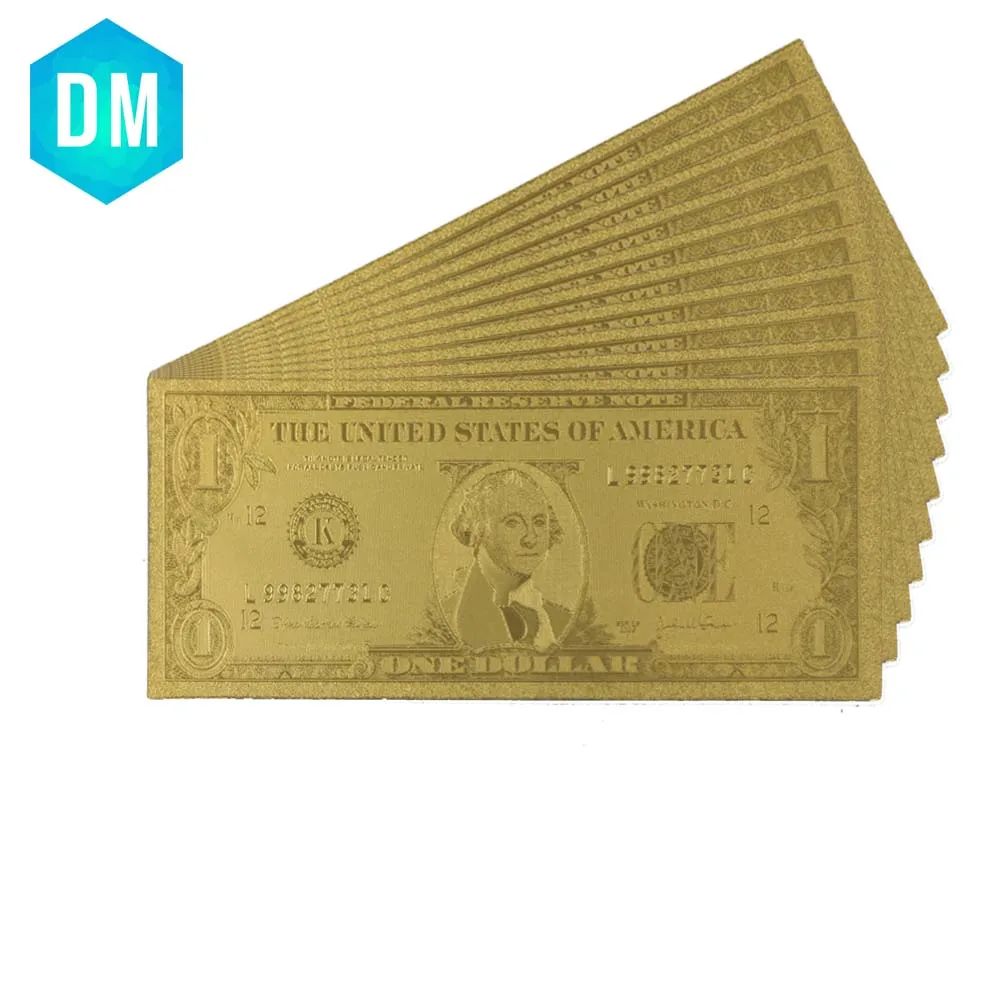 One Dollar 24k Gold Banknote Home Decorative Normal Money Festival Souvenir Gifts US Paper Money for Home Decor
One Dollar 24k Gold Banknote Home Decorative Normal Money Festival Souvenir Gifts US Paper Money for Home Decor