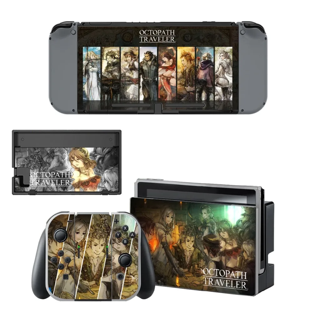 Octopath Traveler Decal Vinyl Skin Sticker for Nintendo Switch NS Console + Controller Stand Holder Protective | Электроника