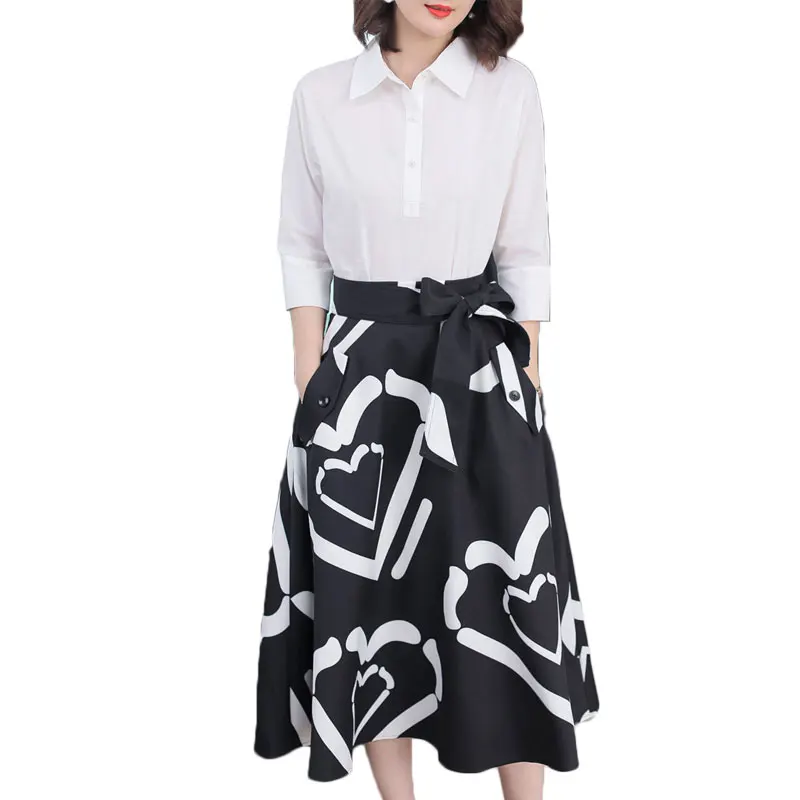autumn new professional pure white shirt umbrella skirt of tall waist A word commuter suits women fashion 2 pcs clothing set
autumn new professional pure white shirt umbrella skirt of tall waist A word commuter suits women fashion 2 pcs clothing set