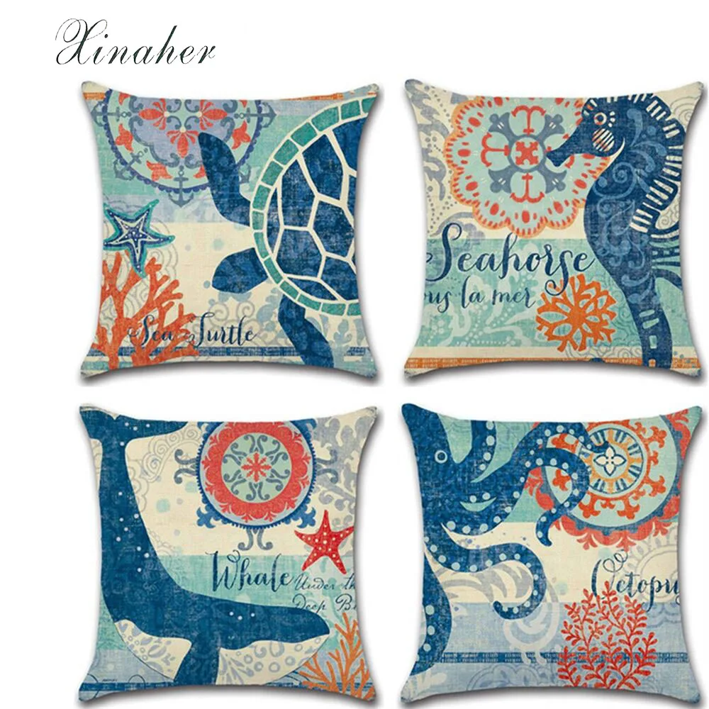 New Marine Life Sea Turtle Seahorse Prints 45*45cm Cushion Cover Linen Throw Pillow Car Home Decoration Decorative Pillowcase
New Marine Life Sea Turtle Seahorse Prints 45*45cm Cushion Cover Linen Throw Pillow Car Home Decoration Decorative Pillowcase