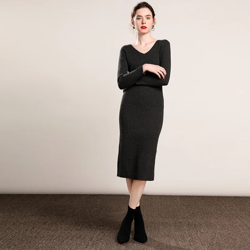 Fall/Winter New Style Simple Elasticity Knitted Long Sleeve V-neck Medi Back Split
Fall/Winter New Style Simple Elasticity Knitted Long Sleeve V-neck Medi Back Split