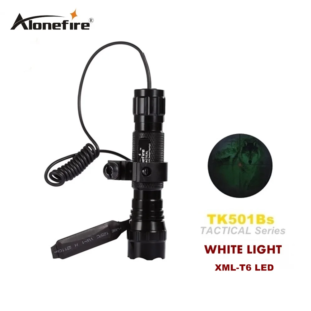 

501B Cree XML T6 LED Tactical Flashlight Hunting Rail Weaver Rifle Torch Shot gun Mount Remote switch 18650 rechargeable battery