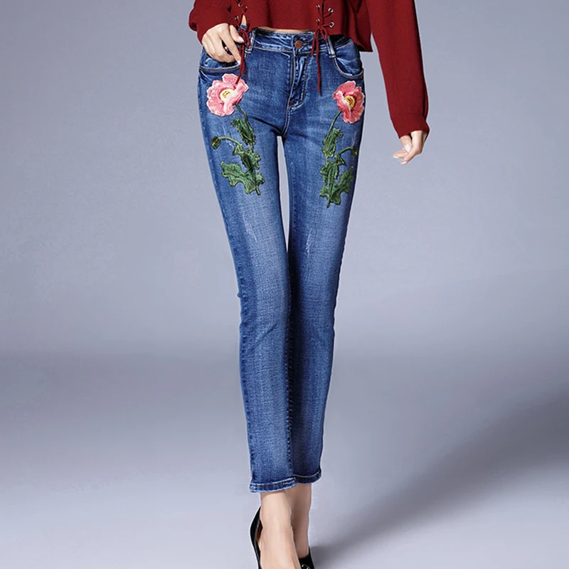 Floral Embroidery Jeans Pant Women Trousers 2019 Autumn Mid-Waist Casual Skinny Pencil Denim Pants Pantalon Mujer TGJ642
Floral Embroidery Jeans Pant Women Trousers 2019 Autumn Mid-Waist Casual Skinny Pencil Denim Pants Pantalon Mujer TGJ642