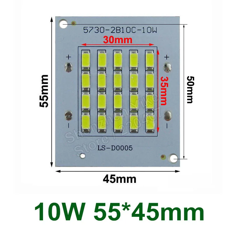Оптовая продажа 10 Вт 1000ЛМ led pcb плата 55x45 мм SMD5730 Светодиодный прожектор источник
