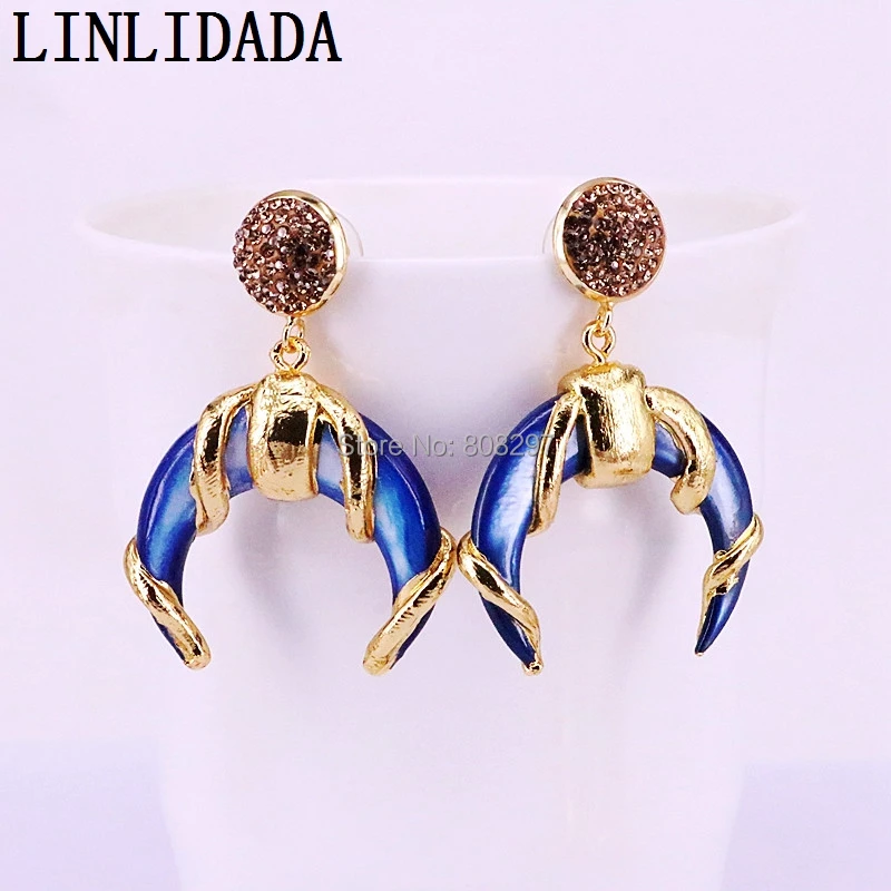 4Pair Jewelry Gold Color Nature Shell Crescent Moon Earrings, Mix Color Double Horn Shell Dangle Earring For Women
4Pair Jewelry Gold Color Nature Shell Crescent Moon Earrings, Mix Color Double Horn Shell Dangle Earring For Women