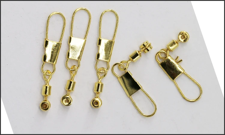 200Pcs/Lot gold brass head swivel with snap Lure Connector small size Brand Steel Alloy Fishing Tools | Спорт и развлечения