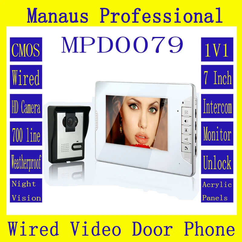 Smart Home 7" TFT Color Video door phone Doorbell & IR Night Vision Camera doorphone monitor Speakerphone intercom System D79a
Smart Home 7" TFT Color Video door phone Doorbell & IR Night Vision Camera doorphone monitor Speakerphone intercom System D79a