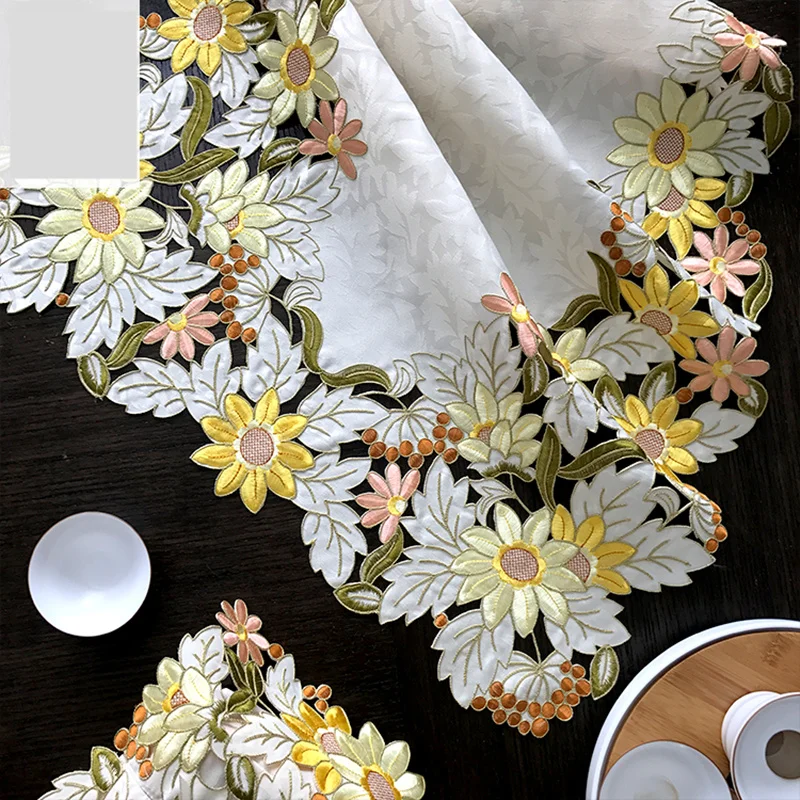 rural embroidered classical Hollow cabinet rectangle sunflower coffee table mat flag table runner M573
rural embroidered classical Hollow cabinet rectangle sunflower coffee table mat flag table runner M573