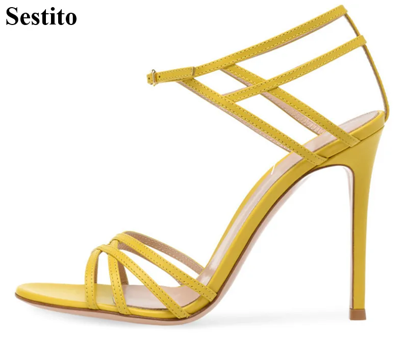 Сандалии женские на тонком ремешке, простые босоножки с пряжкой для ремня, высокий каблук, жасмин, европейский стиль, черный цвет, желтые, лето 
Сандалии женские на тонком ремешке, простые босоножки с пряжкой для ремня, высокий каблук, жасмин, европейский стиль, черный цвет, желтые, лето