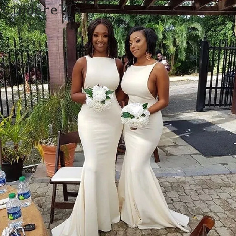 Cinderella Sexy Ivory Color Scoop Sleeveless Mermaid Sweep Train Elastic Satin Mermaid Bridesmaid Dresses Wedding Party Dresses
Cinderella Sexy Ivory Color Scoop Sleeveless Mermaid Sweep Train Elastic Satin Mermaid Bridesmaid Dresses Wedding Party Dresses