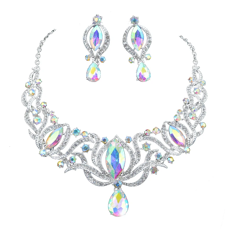 High quality Delicate Silver Color bridal Jewelry Sets Necklace Earrings Women Wedding Party AB Color Jewelry Accessories
High quality Delicate Silver Color bridal Jewelry Sets Necklace Earrings Women Wedding Party AB Color Jewelry Accessories
