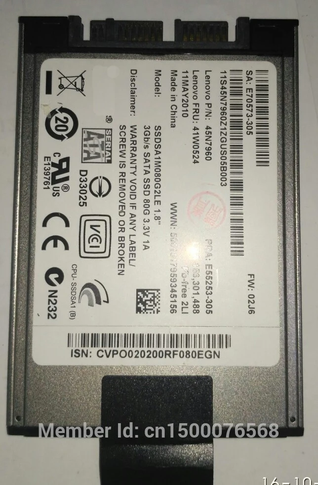 Старый 80 Гб SSD 1 8 "MicroSATA для HP 2740p 2730p 2530p 2540p IBM x300 x301 T400S T410S замена MK2533GSG MK1633GSG