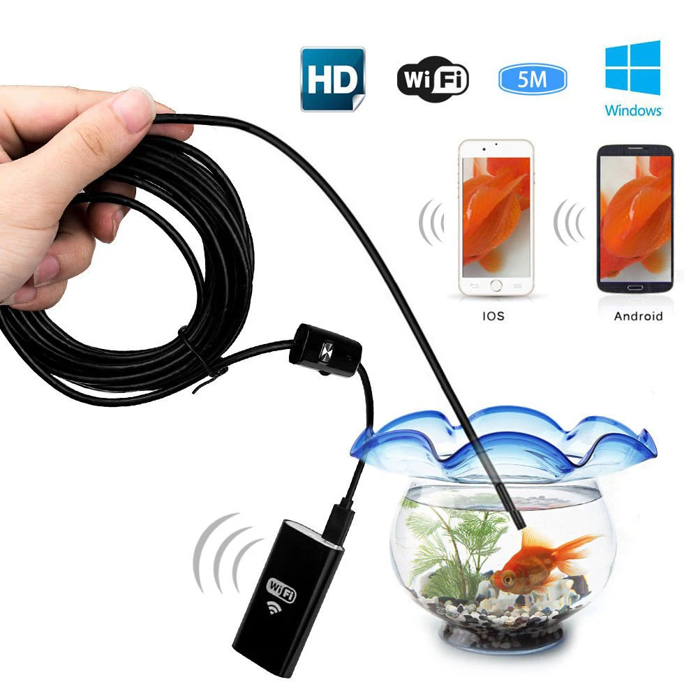HD WiFi Endoscope Inspection Camera 8mm 2M IP67 Waterproof with 6 LED Light for iPhone Android PC iPad
HD WiFi Endoscope Inspection Camera 8mm 2M IP67 Waterproof with 6 LED Light for iPhone Android PC iPad