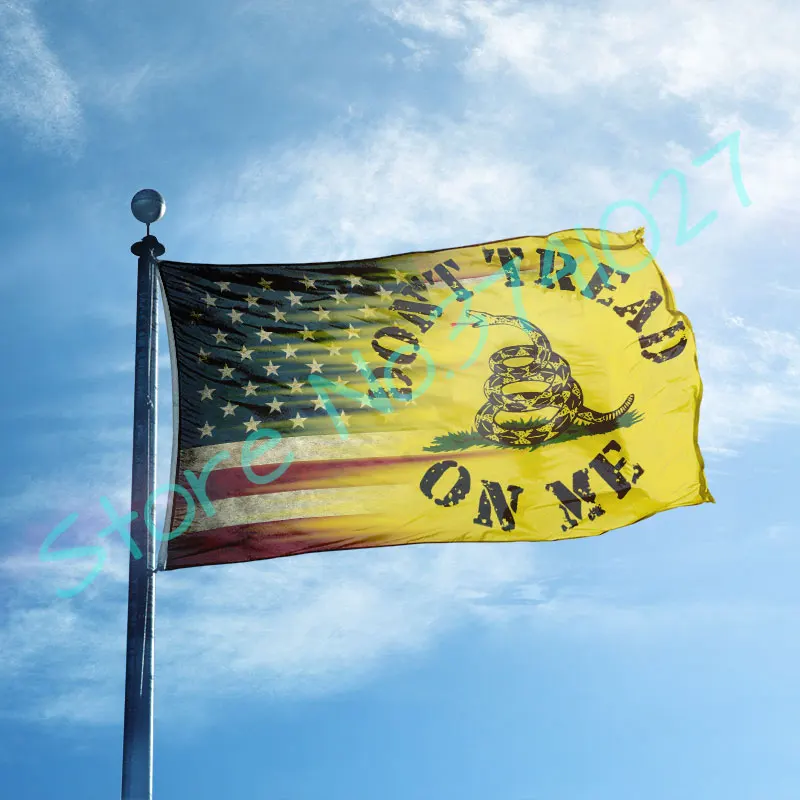3x5ft Высокое качество флаг США Gadsden государственный не протекать на меня черный и
