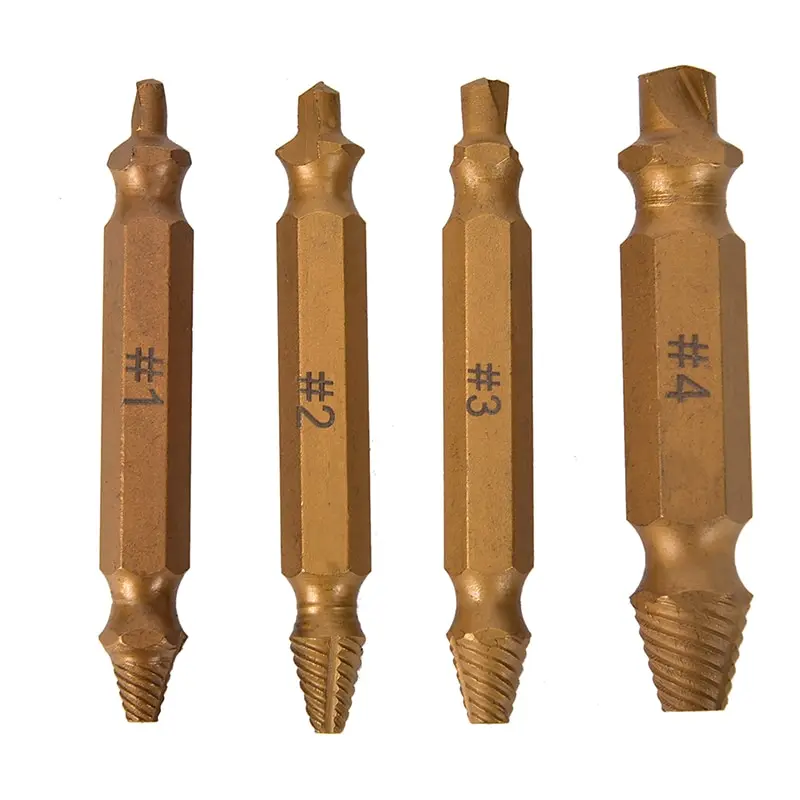 4pcs/lot Titanium Broken Bolt Damage Screw Remover Extractor Drill Bits Easy Out Stud Reverse
4pcs/lot Titanium Broken Bolt Damage Screw Remover Extractor Drill Bits Easy Out Stud Reverse