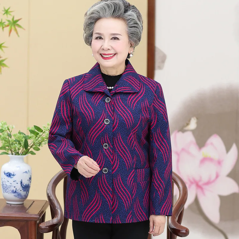 Elderly Women Coat Jacket Short Printed Long Sleeve Windbreaker Spring Autumn Lapel Single-breasted Fashion Jackets Outerwear
Elderly Women Coat Jacket Short Printed Long Sleeve Windbreaker Spring Autumn Lapel Single-breasted Fashion Jackets Outerwear