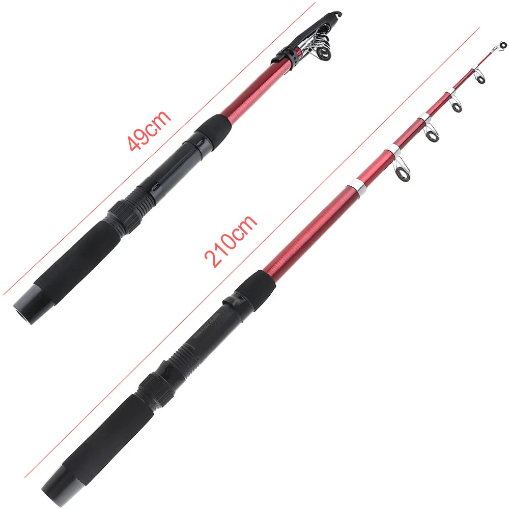 2.1m Fiberglass Telescopic Fishing Rod Sea Pole Travel Rock Casting Rods | Спорт и развлечения