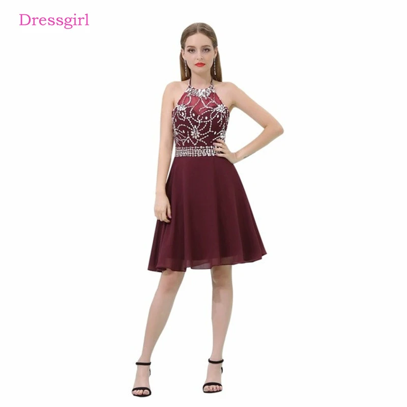 Purple Homecoming Dresses A-line Halter Chiffon Beaded Crystals Backless Elegant Cocktail Dresses
Purple Homecoming Dresses A-line Halter Chiffon Beaded Crystals Backless Elegant Cocktail Dresses