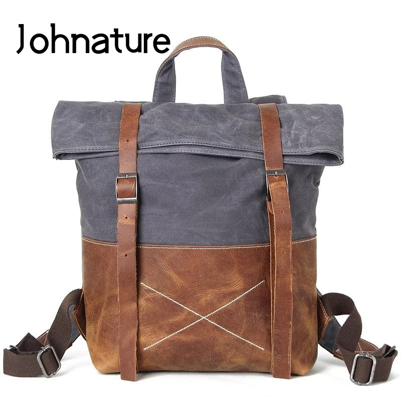 Johnature 2021 New Waterproof Canvas Backpack Crazy Horse Leather Wear Resistant Large Capacity Men Multifunctional Backpacks
Johnature 2021 New Waterproof Canvas Backpack Crazy Horse Leather Wear Resistant Large Capacity Men Multifunctional Backpacks