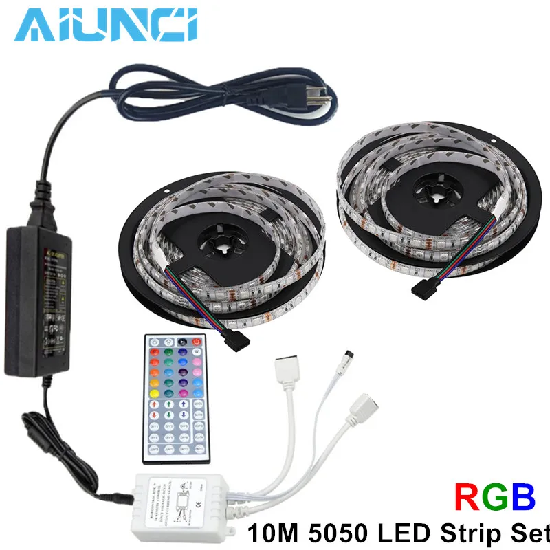 Waterproof LED RGB strip light Set 5m/10m SMD 5050 Light Tape + 44key remote controller + Power Adapter
Waterproof LED RGB strip light Set 5m/10m SMD 5050 Light Tape + 44key remote controller + Power Adapter
